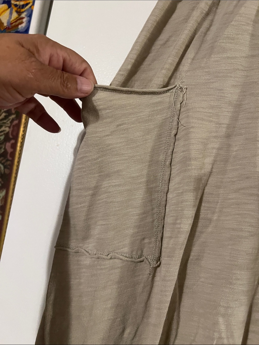 Escape by habitat sand color soft pants. 100% cotton. Patch pockets - Picture 2 of 5